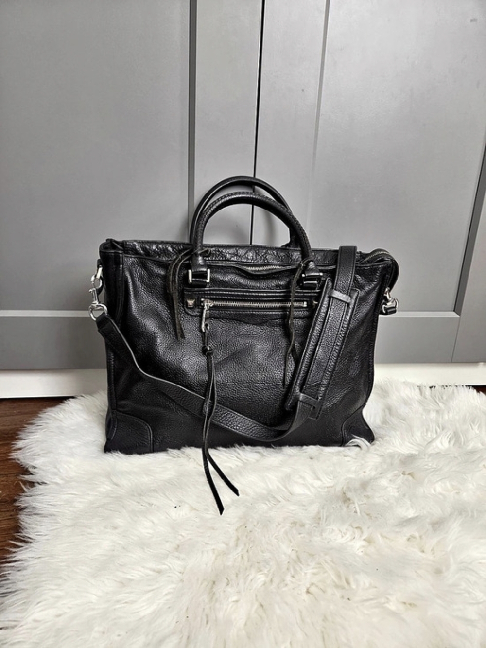 Rebecca Minkoff Morning After Bag (MAB) Tote Black Leather Shoulder Bag